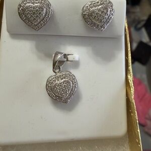 Elegant Silver Heart Jewelry Set